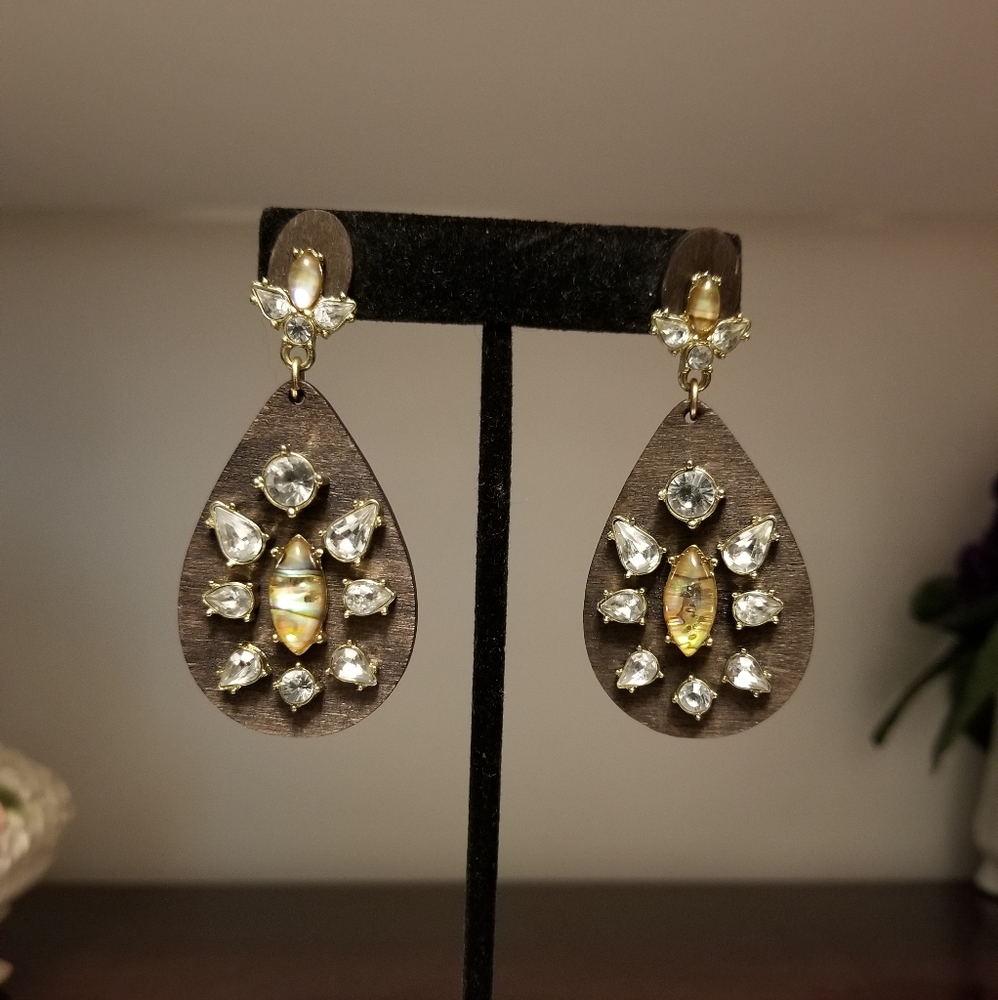 Wooden embellished earrings